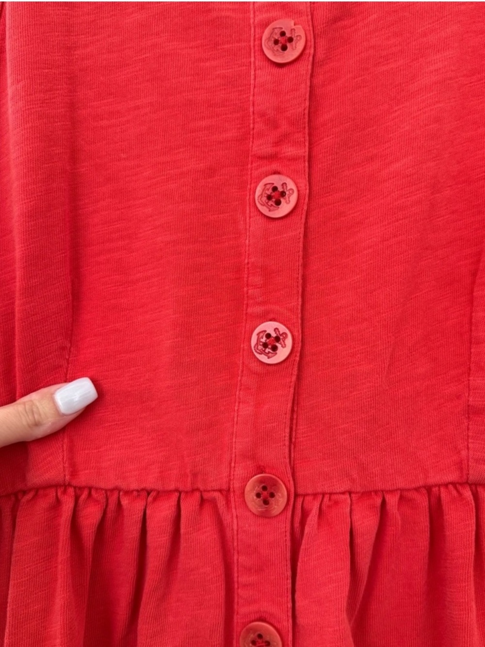 J. Crew Red Cotton Boho Button Dress - Picture 2 of 7